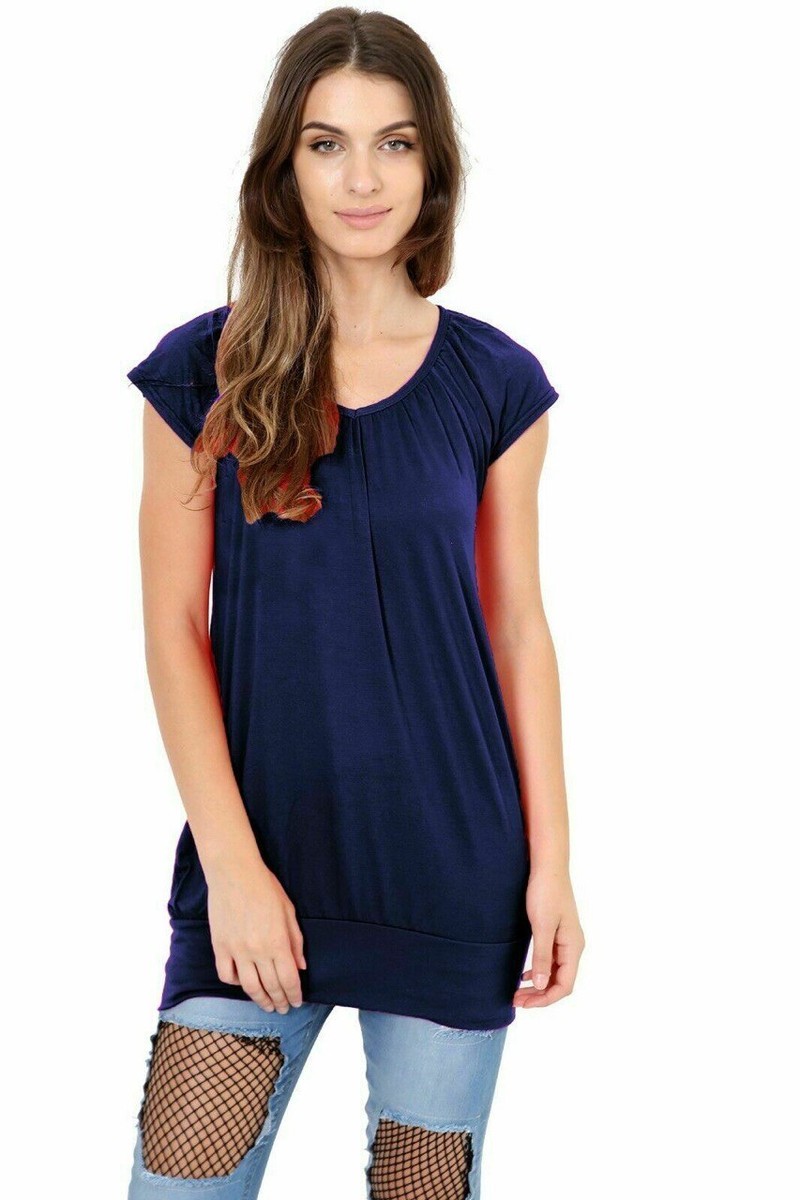 Womens T Shirts Short Sleeve Pleated Dressy Casual Scooped Neck Summer Tops Blouses P 91656097