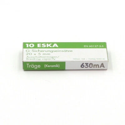 ESKA Fusible céramique 5x20 - Temporisé (T) 630mA/250V (10 Fusibles)