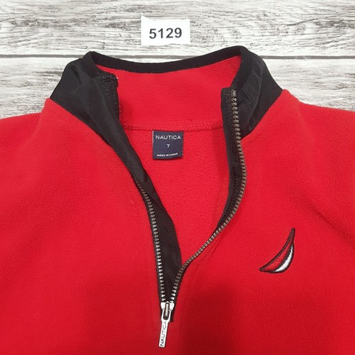 Nautica Size 7 Boys Fleece Sweater Quarter Zip Kids Red - Picture 6 of 6