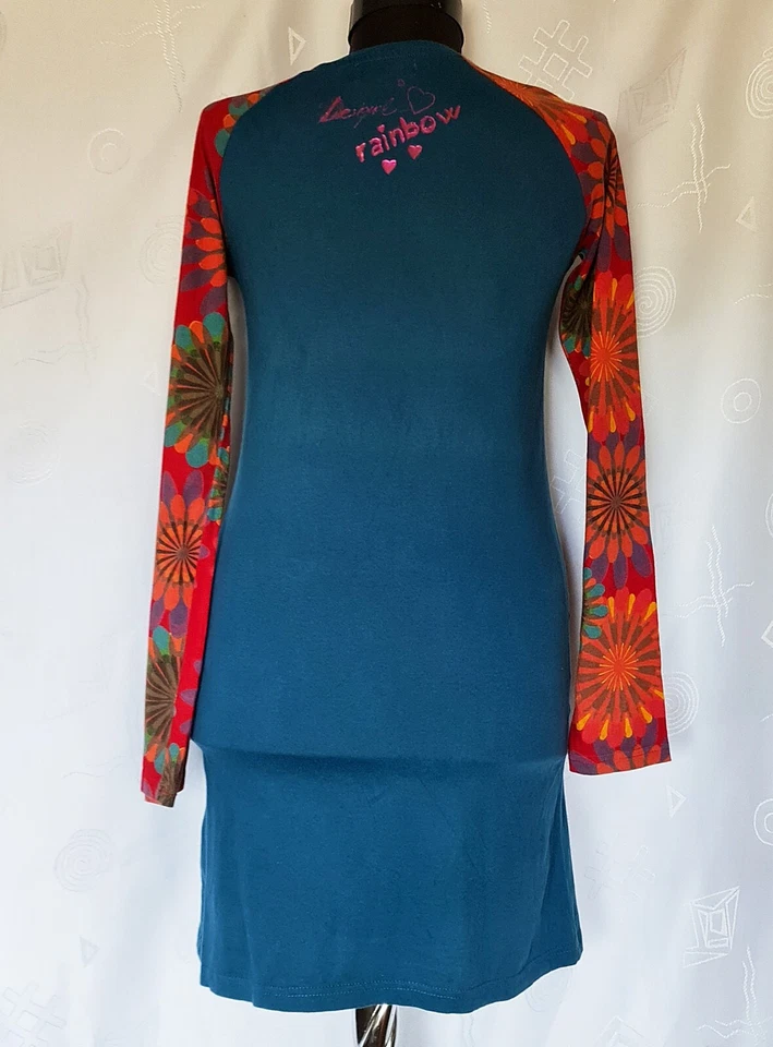 AUTHENTIC DESIGUAL GEOMETRIC ART LOGO BLUE COTTON GIRL DRESS SIZE US13/14;EU 158 - Image 3 of 4