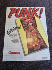 Punk - Gottlieb Pinball ORIGINAL Promo Advertising Flyer - last one