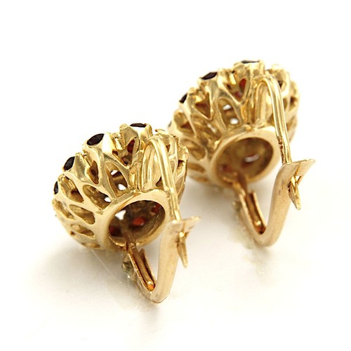 Orecchini in ORO Giallo 18 kt 750 e GRANATO Pendenti a Monachella Vintage Donna - Foto 4 di 8