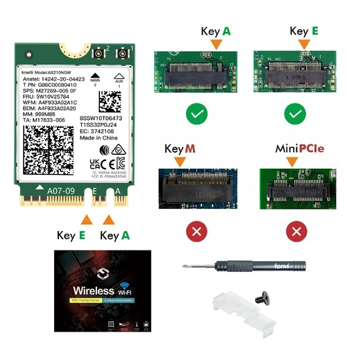 WiFi 6E Card M.2 Intel AX210 WiFi Bluetooth 5.4 Tri-Band Laptop M.2 Network Card - Picture 3 of 6
