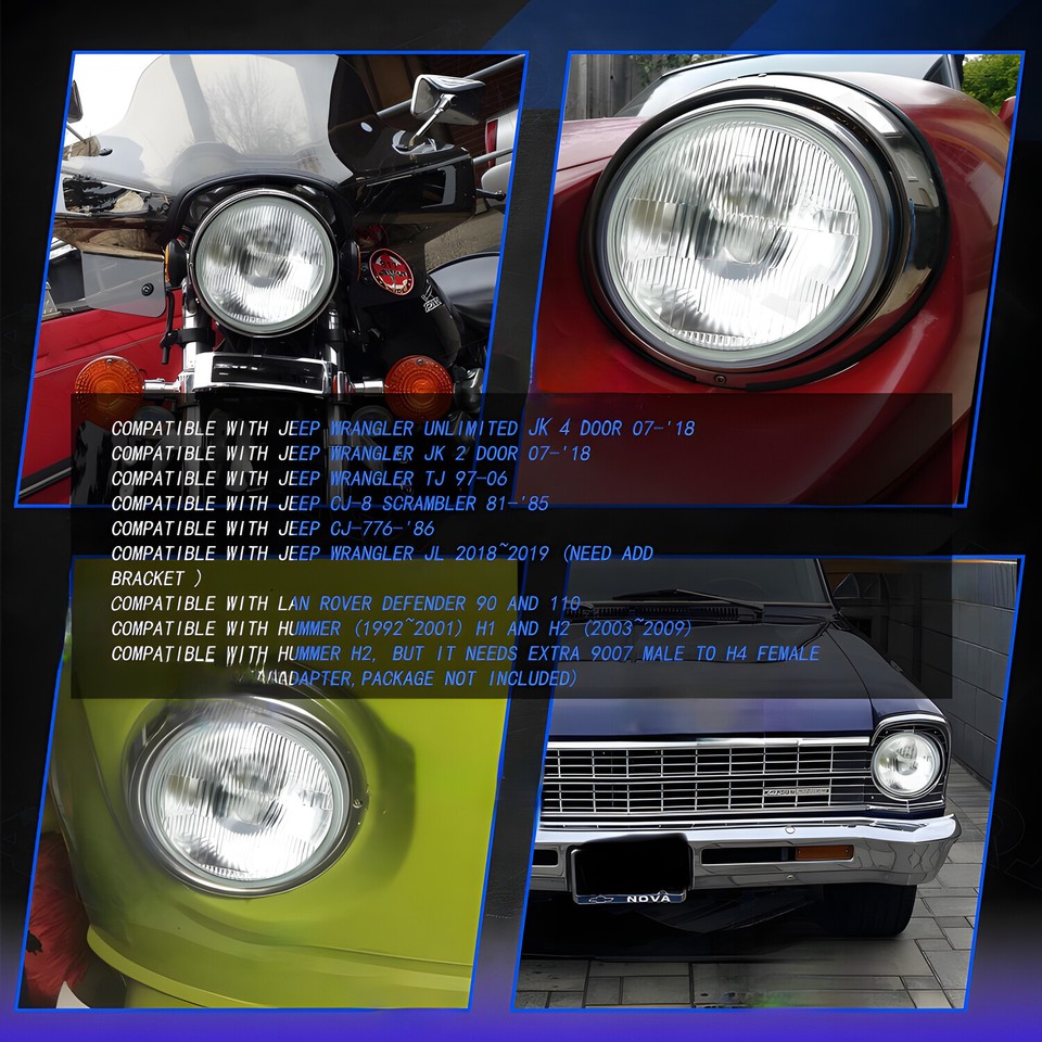 7 Inch Round LED Headlights For 1967-1972 Chevy C10 – DOT Approved Hi/Lo, Pair