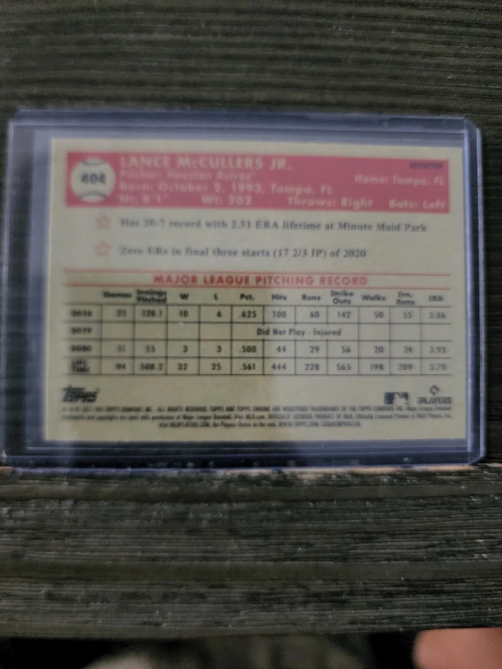 2021 Topps Chrome Platinum Refractor #404 LANCE MCCULLERS JR. HOUSTON ASTROS - Image 2 of 2