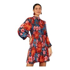 Farm Rio Garden Navy Mini Smocked Dress Size XL