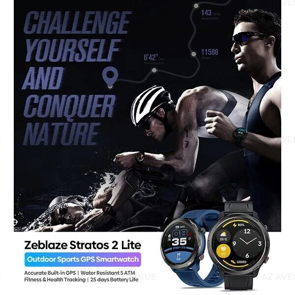 ZeBlaze Stratos 2 Lite BLUE Outdoor Sports GPS iOS Android Smartwatch AU