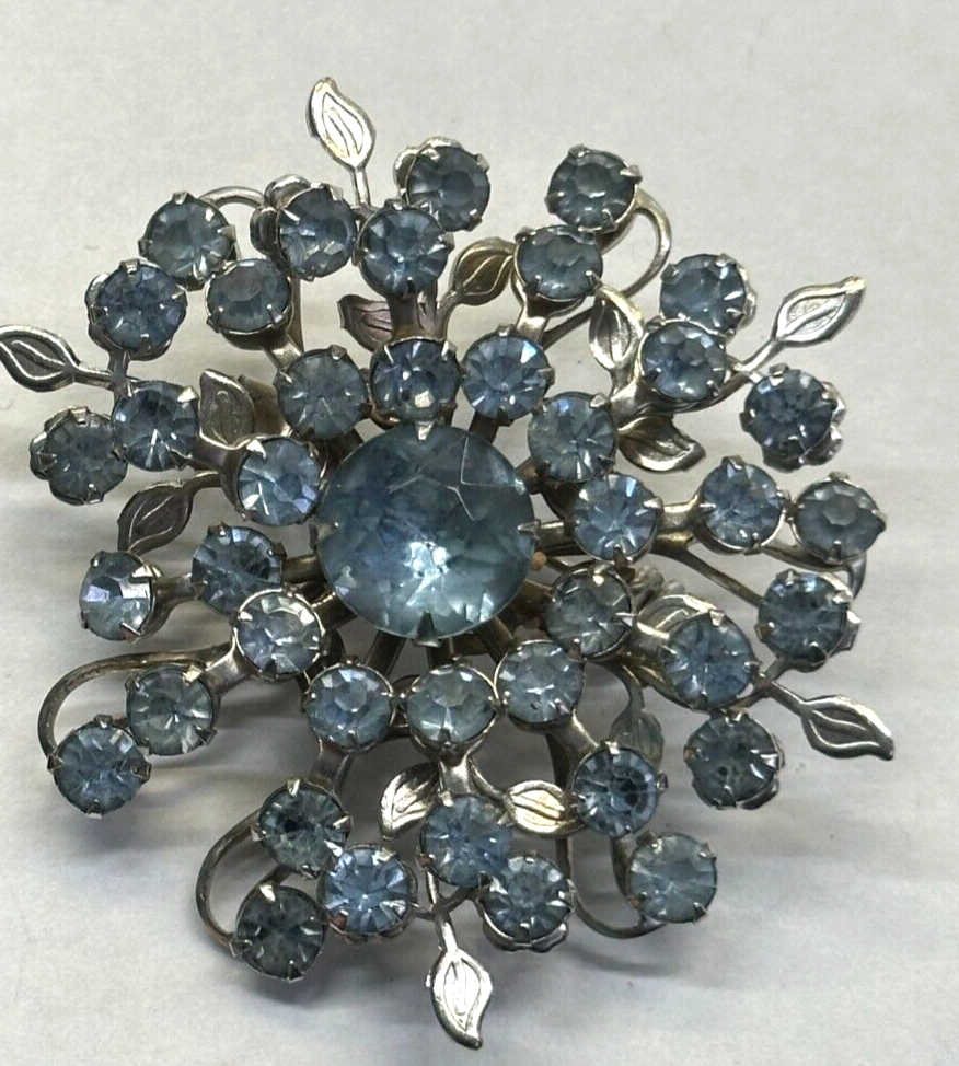 花**様ご確認ページ Flower & Leaves Sky Blue Rhinestone Vintage Pin Brooch J-718 | eBay