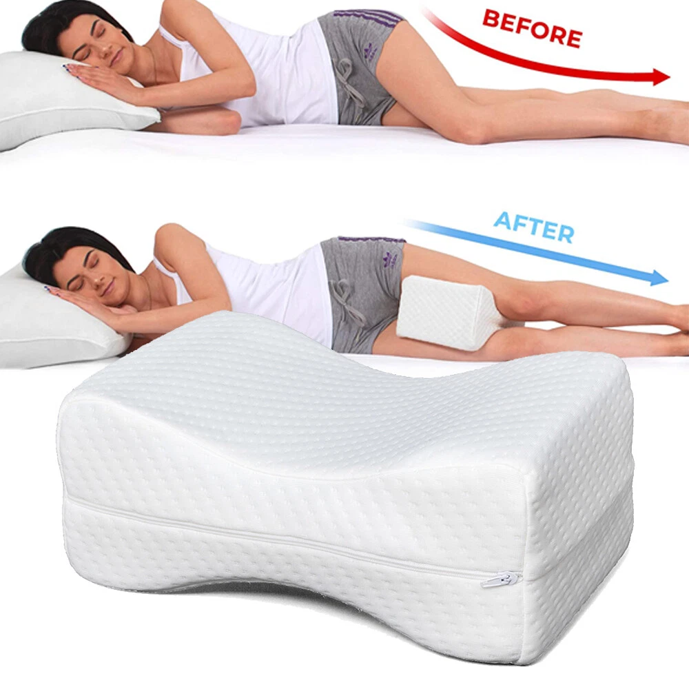 Knee Pillow for Side Sleepers & Pregnancy | Memory Foam Leg / Knee Pillow for Sleeping, White Pillow