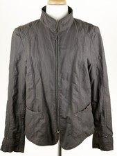 Olsen Europe Womens Full Zip Gray Tapered Windbreaker Jacket Size Medium Euc