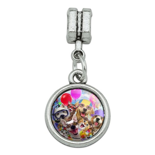 Dogs Cats Beach Party Selfie Italian European Style Bracelet Charm Bead - Picture 2 of 5