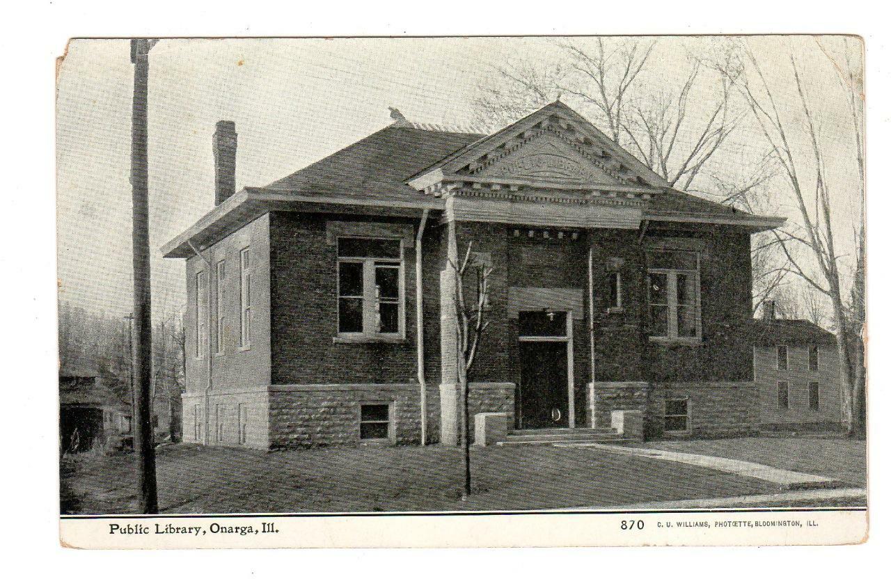 IL ONARGA ILLINOIS 1909 Postcard PUBLIC LIBRARY eBay