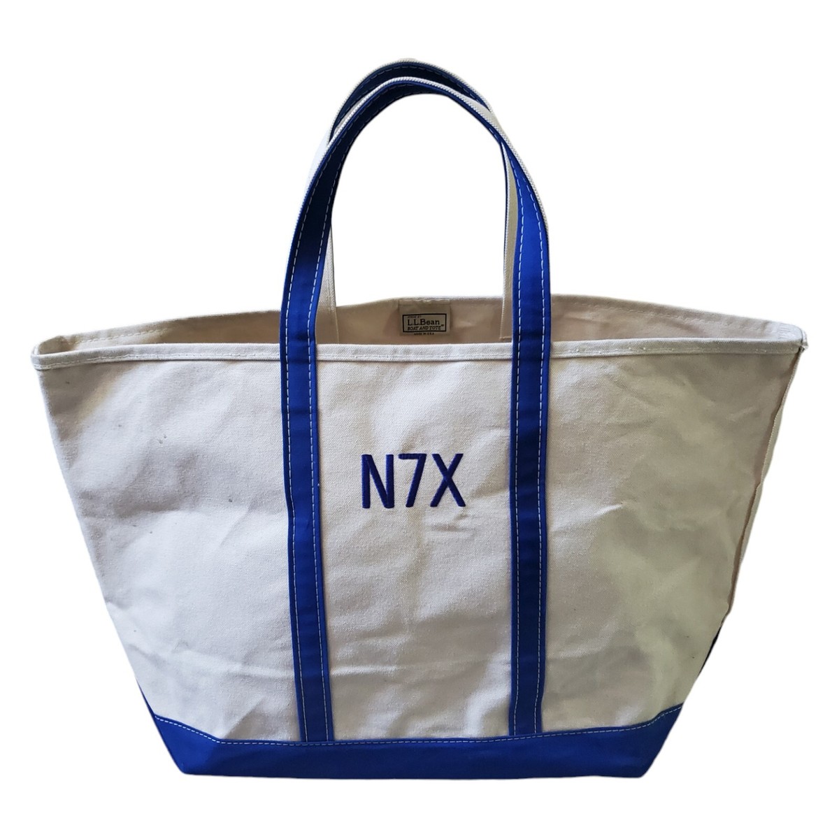 VTG LL Bean Canvas Boat And Tote XL Bag Made In USA Blue VTG LL Bean Canvas Boat And Tote XL Bag Made In USA Blue