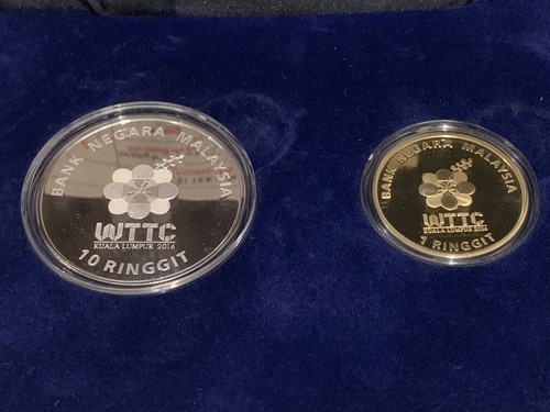 2016 WORLD TEAM TABLE TENNIS CHAMPIONSHIP Proof Silver Nordic Gold Coins 2 p Box - Picture 3 of 7