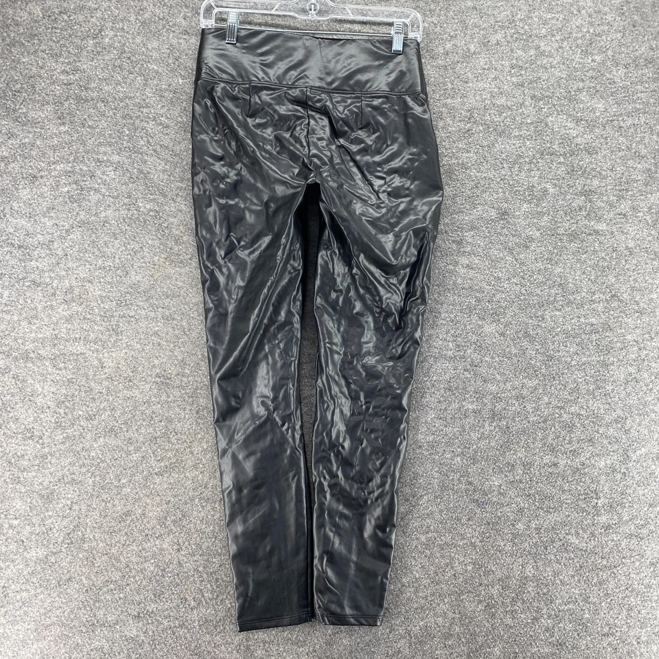 Nine West Leggings Women S Small Black Mid Rise Pull On Leather Capri Skinny - Image 2 of 4