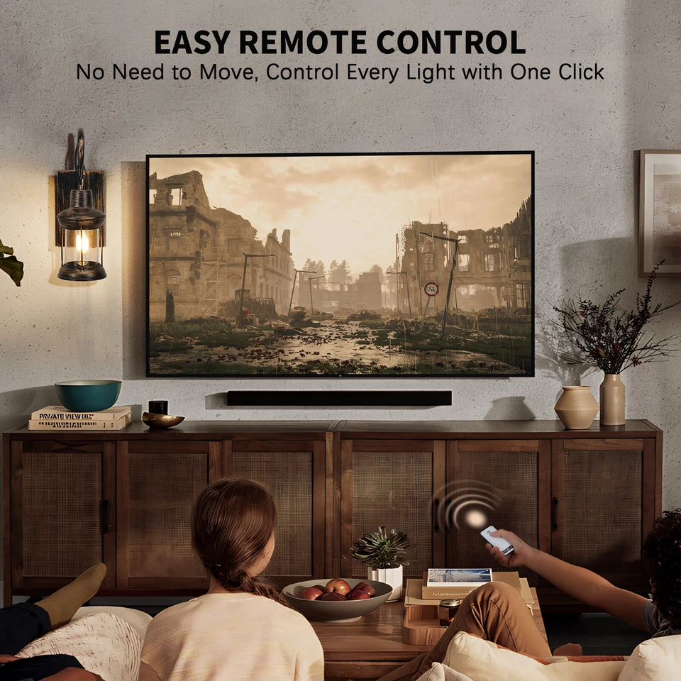 Industrial Battery Operated Wall Sconce Bronze Porch Wall Light Fixture Outdoor - Image 3 of 4