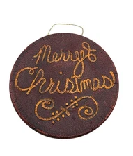 Ragon House Merry Christmas Primitive Redware Pottery Plate Mini 4" Hanging Folk