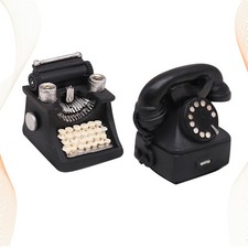  2 Pcs Retro Phone Decor Vintage Office Aesthetic Telephone Home Desk Ornament