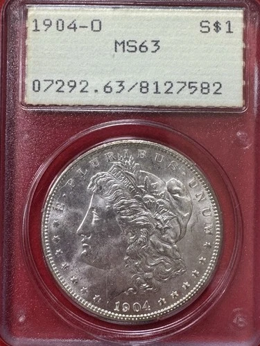 1904-O $1 PCGS  MS63  - Morgan Silver Dollar Old Rattler Green Holder