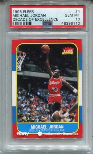 '96 Decade Michael Jordan 1986 Fleer Basketball Rookie Card Replicate PSA 10