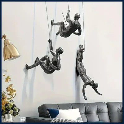 Retro Climbing Man Series Statue Wall Decoration Unique Touch Creative Climbing
