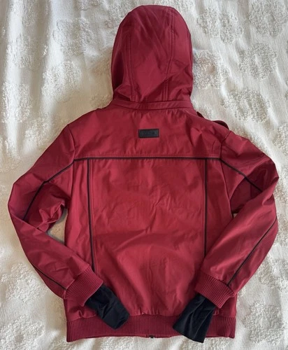 NWT Baubax Men’s Water Resistant Bomber Jacket in Red With A Hood sz M NEW image 2