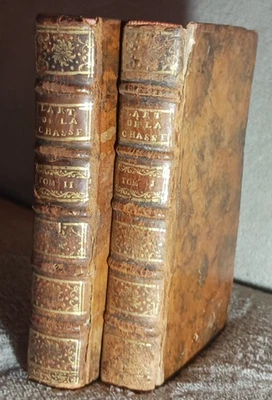 Reliure XVIIIè Livres anciens Chasse vénerie pêche fauconnerie EX-LIBRIS 1730 - Photo 1/4