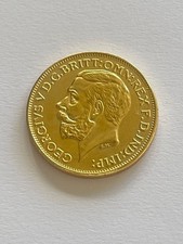 22mm 1914 BRITISH FULL SOVEREIGN 22CT GOLD PLATED COIN KING GEORGE V