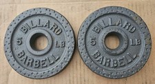 Pair Billard Barbell 5 lb Standard Weight Plate Cast Iron dimple thick blank vtg