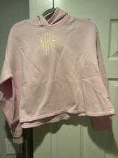 Nike Girls Pink Pullover Hoodie XL Cotton Fleece Hooded Logo