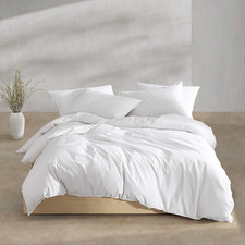 - King Duvet Cover Set, Modern Cotton Washed Percale Bedding with Matching Shams