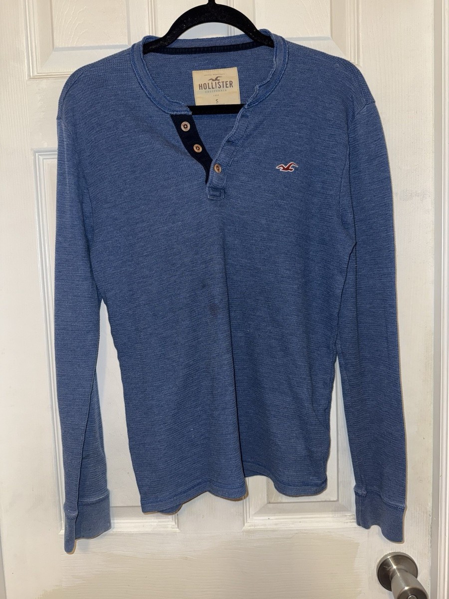 Hollister Navy Blue Long Sleeve Henley Shirt Mens Size Small | eBay