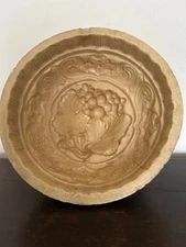 Antique Primitive Round Yellow Ware Food, Pudding Mold