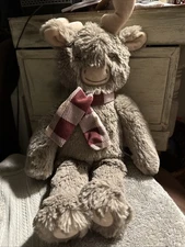 Slumberkins Brown Holiday Moose Kin Plush Wearing Scarf 14”