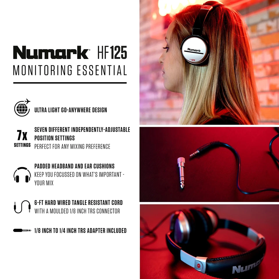 HF125 | Ultra-Portable Professional DJ Headphones With 6ft Cable, 40mm Driver... - Image 2 of 4
