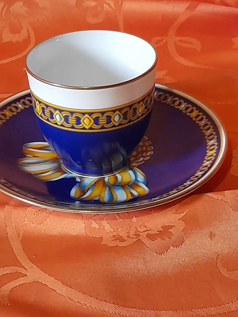 Service à Café HERMÈS H DÉCO MATIN - 2 Tasses + 2 Soucoupes En Porcelaine Noire - Neuf Sous Boîte - 340ml