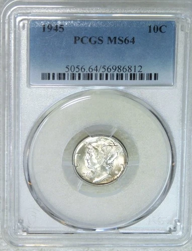 1945 P Mercury Dime PCGS MS64 Frosty Luster Just Graded New Holder #K471A