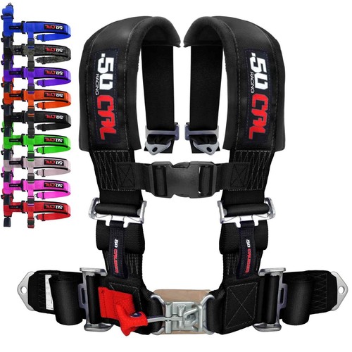 50 Cal Racing 4 Point 2" Seat Belt Safety Harness Black for Polaris RZR XP1000 - Bild 1 von 13