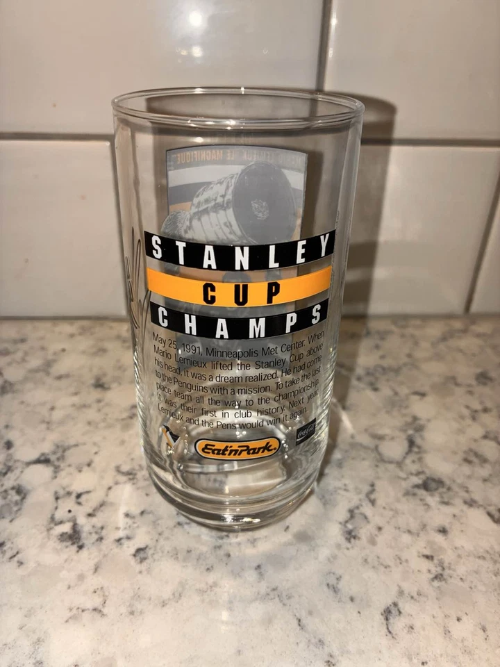 Mario Lemieux Pittsburgh Penguins Stanley Cup Eat N Park Glass "Le Magnifique" Foto 4 de 4