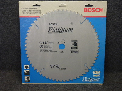 NOS! BOSCH 12'' 60-TOOTH PLATINUM SAW BLADE, 1'' ARBOR, CARBIDE TIPPED, #BB1260M