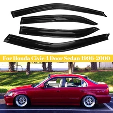 For 1996-2000 Honda Civic Sedan JDM 3D Wavy Mugen Style Window Visor Rain Guards