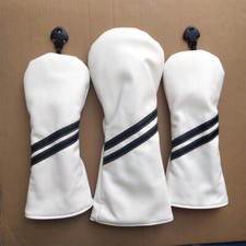 3pcs Universal White with Black Golf Wood Headcover For Driver Fairway Wood 135