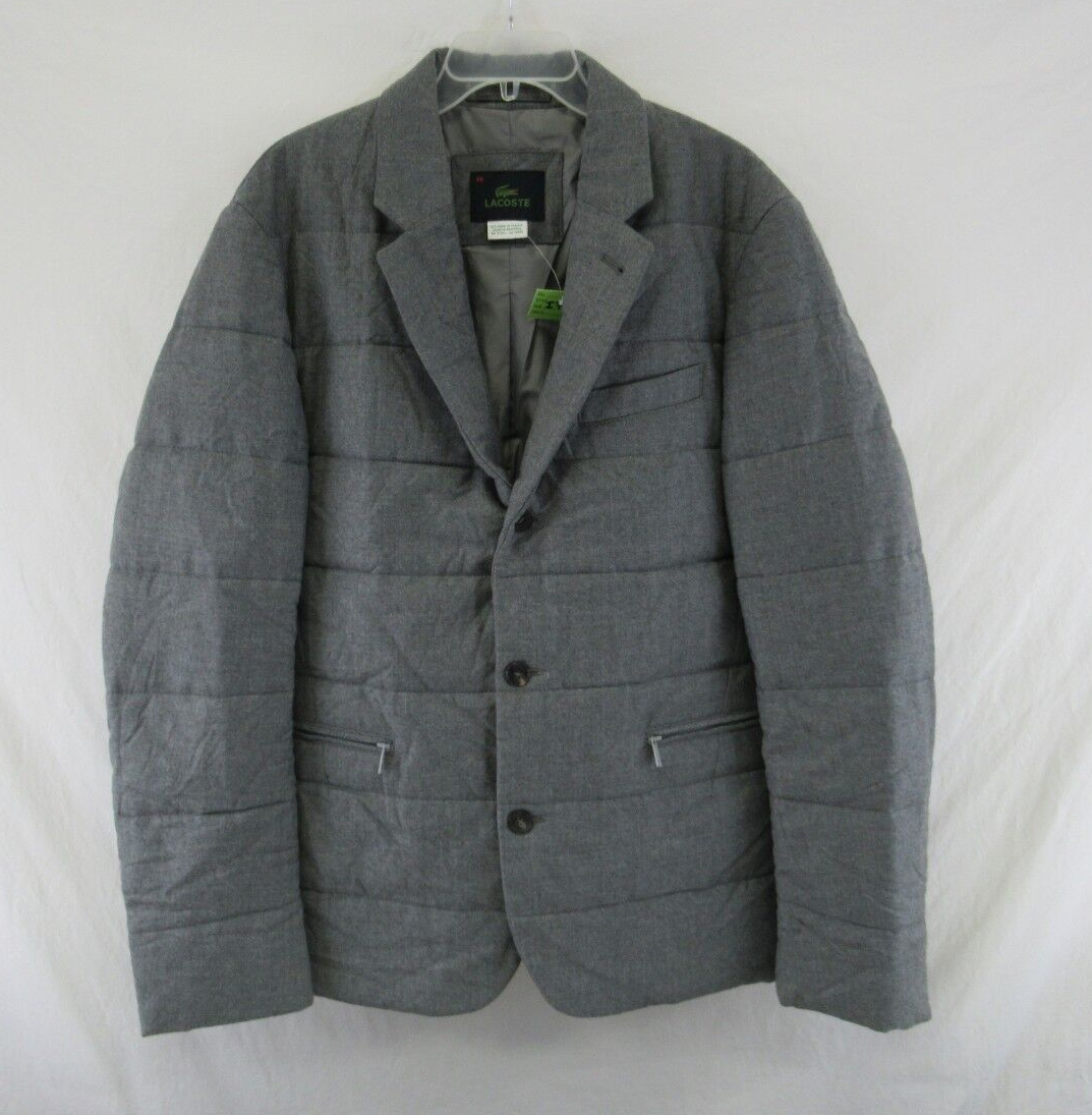 Lacoste Men's 100% Wool Button Front Puffer Coat Size 50 #A125