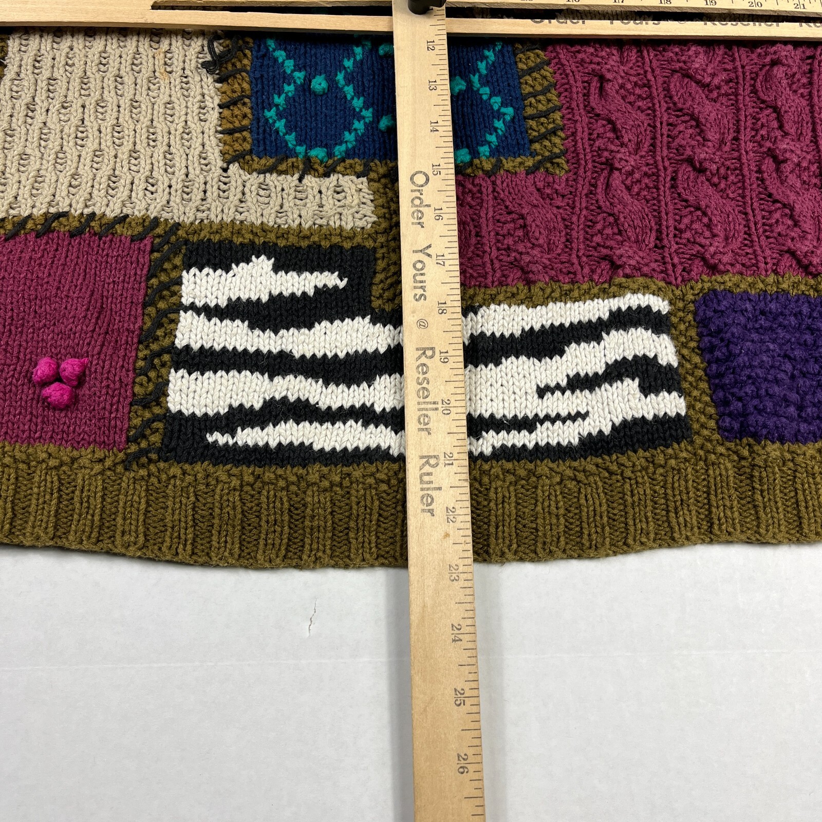 Outlander Patchwork Mock Neck Sweater Cable Knit … - image 6