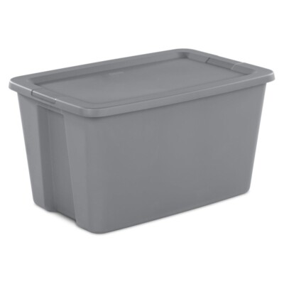 Sterilite  Large Storage Bin, 30 Gallon Plastic Container with Snap-On Lid, Gray