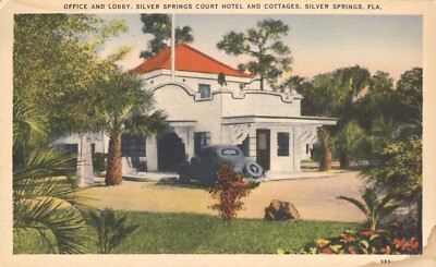 Silver Springs Court Hotel & Cottages Offce & Lobby Florida Postcard | eBay