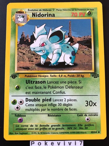 Pokemon Card Nidorina 40 64 Unco Jungle Wizard Edition 1 Fr New Ebay