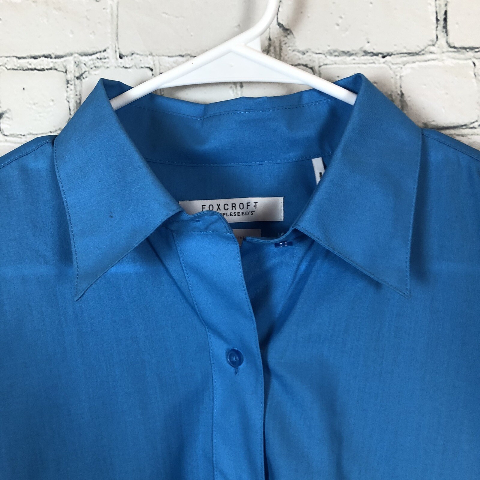 Foxcroft for Appleseeds Womens Blue Wrinkle Free Button Down Shirt