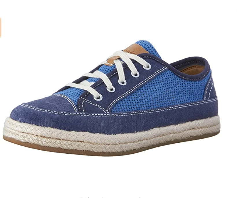 CLARKS Azella Prosper taglia 6 5M blu tela stringate espadrillas sneakers suola iuta