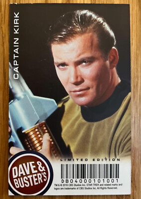 dave and busters star trek cards limited edition Dave and Busters Star Trek Captain Kirk Limited Edition Foil Card